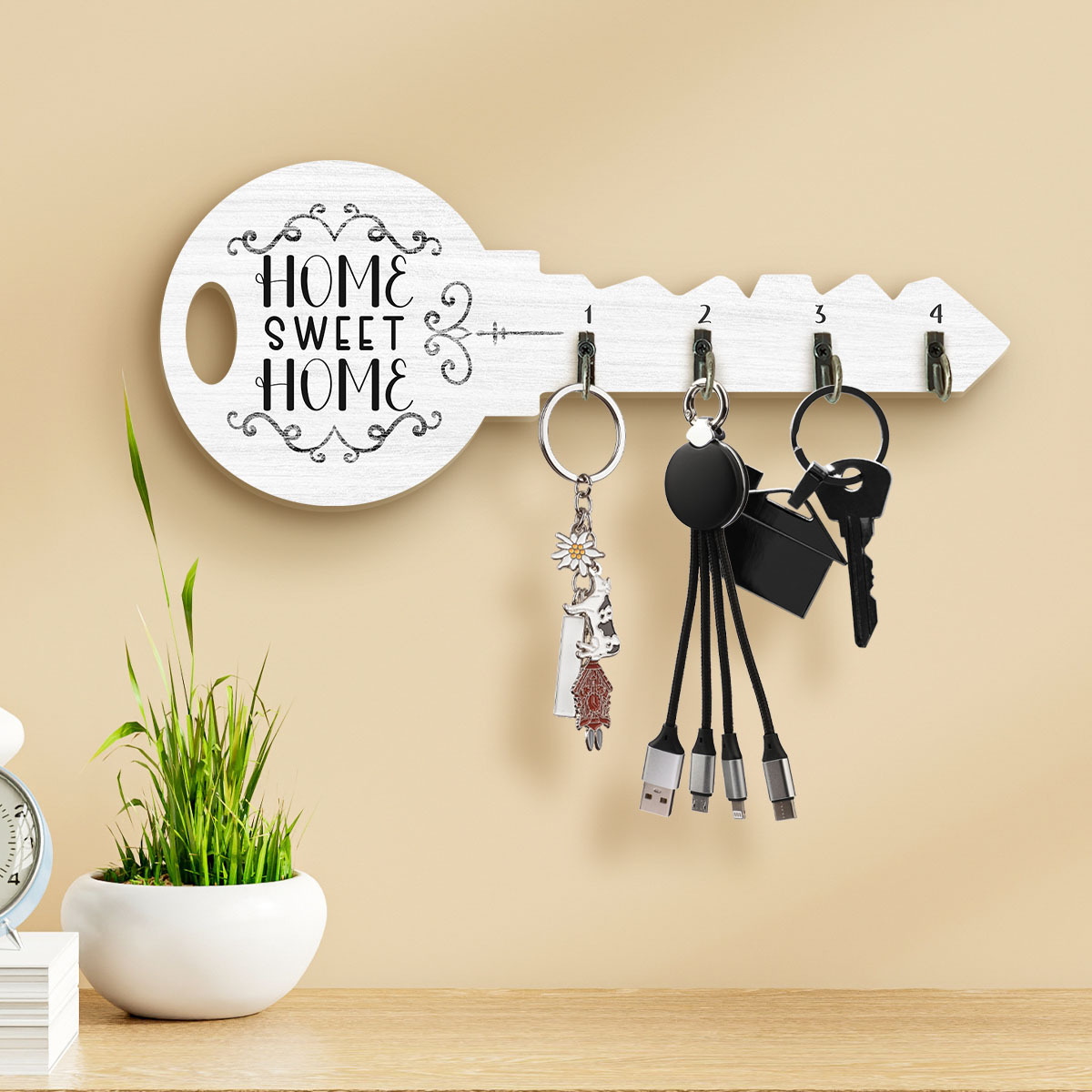 2d flat sweet home key holder wall shelf 2d flat Temu United