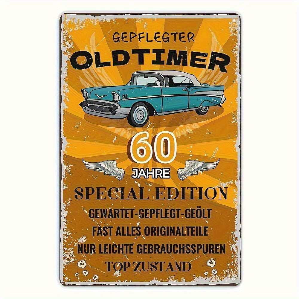 TEMU 2d Flat, 60th Birthday Celebration Iron Sign- Perfect Gift For Him, Vintage Wall Decor For Home, Garage, For Man Cave, Coffee Bar- , No Power