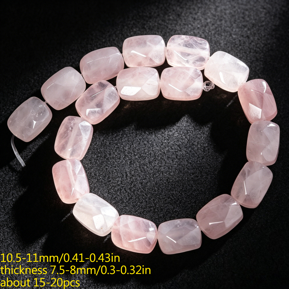 TEMU Perles d'espacement libres rectangulaires en quartz rose de naturelle pour la fabrication de bijoux, bricolage de bracelets, , artisanat,
