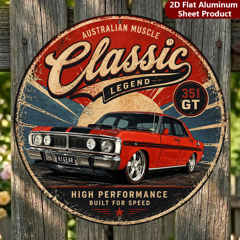 TEMU 2d Flat, 1pc, Vintage Car Sign - 8x8 Inches, Australian Muscle Metal Wall Decor, Decorative Sign Suitable For Garage, Cafe Decoration Or
