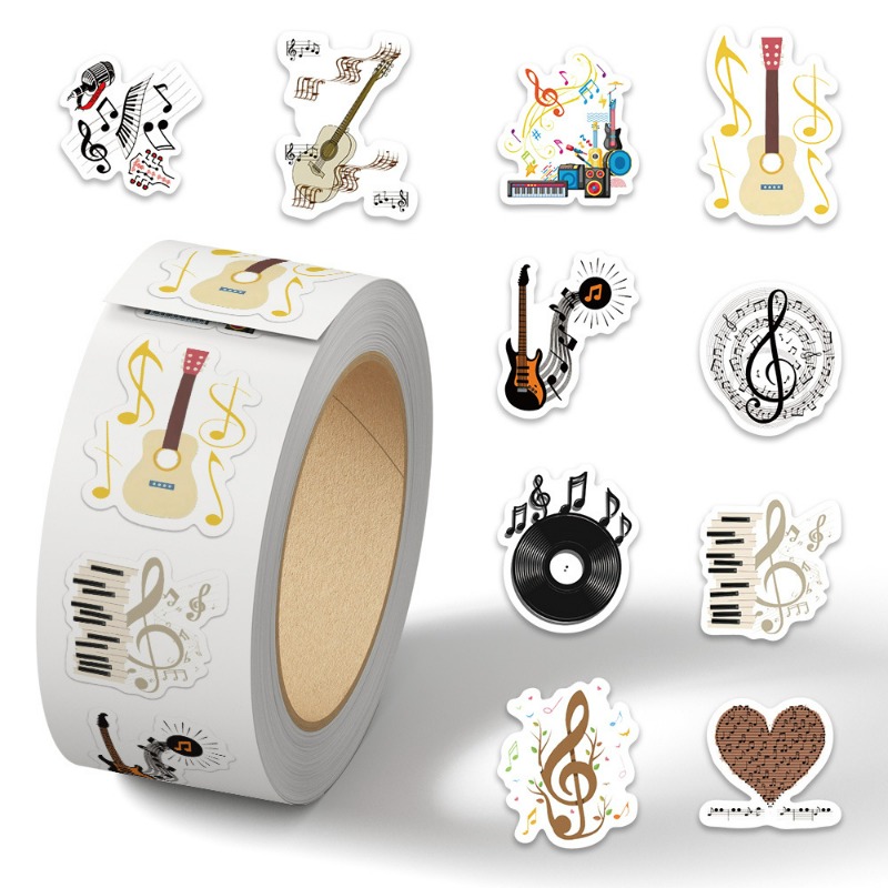 TEMU 1 Roll/521 Sheets Osine Music Vinyl Roll Stickers, Suitable For Office Decoration, Office Labels, Envelope Sealing, Party Decorations, Office