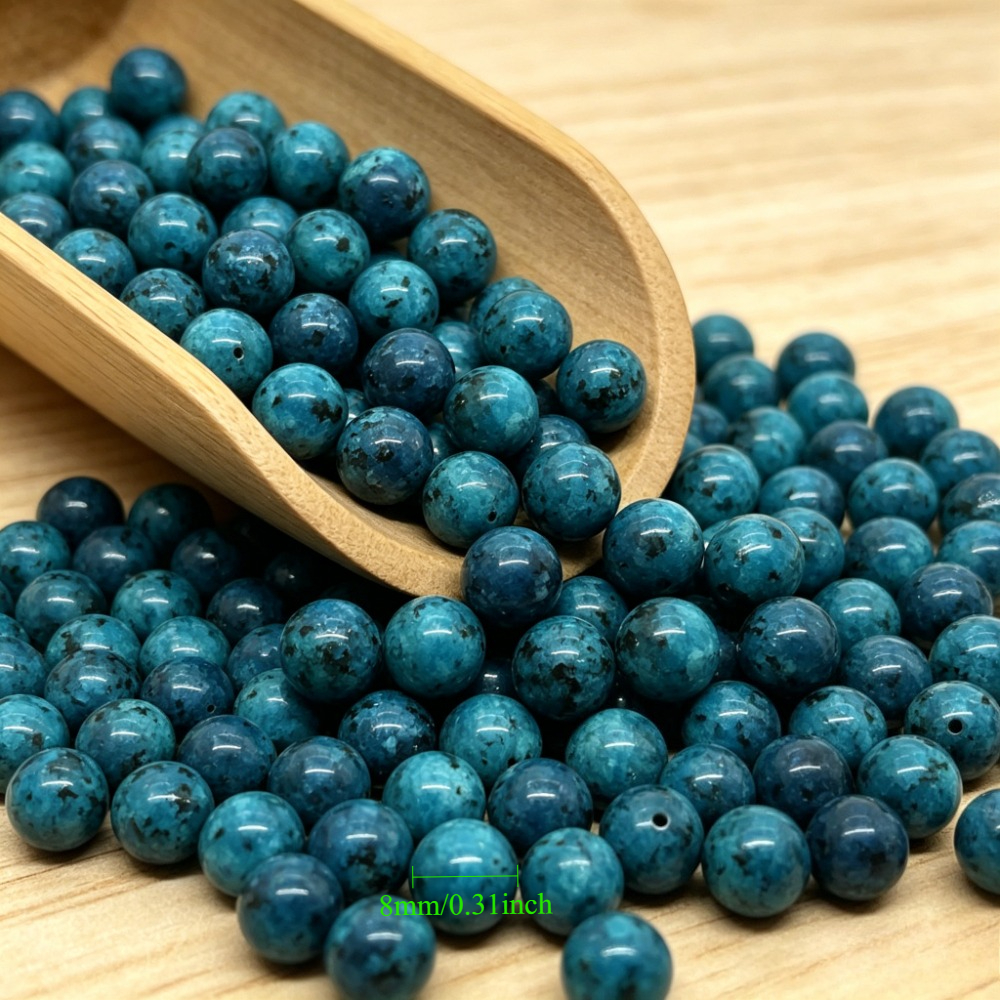 TEMU Perline naturali di pizzo blu con motivi a blu - Perline distanziali e sfuse adatte per creazioni fai da te, accessori per braccialetti e