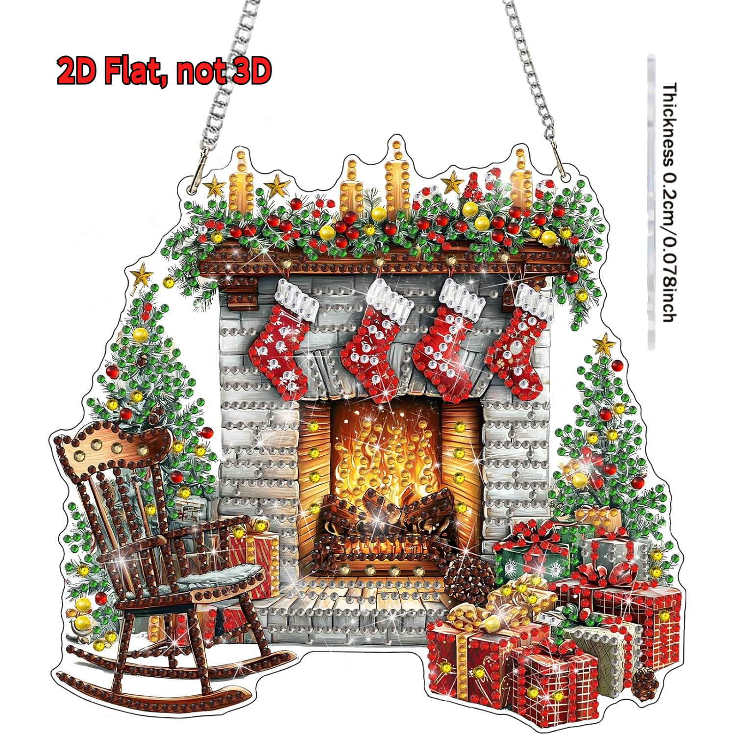 Image of 2d Flat Christmas Hanging Decoration Kit, Suitable For Adults, Christmas , 5d Special-shaped Autumn Diamond Painting Pendant Window Decoration Gift, Suitable For Home Garden Door And Wall Decoration