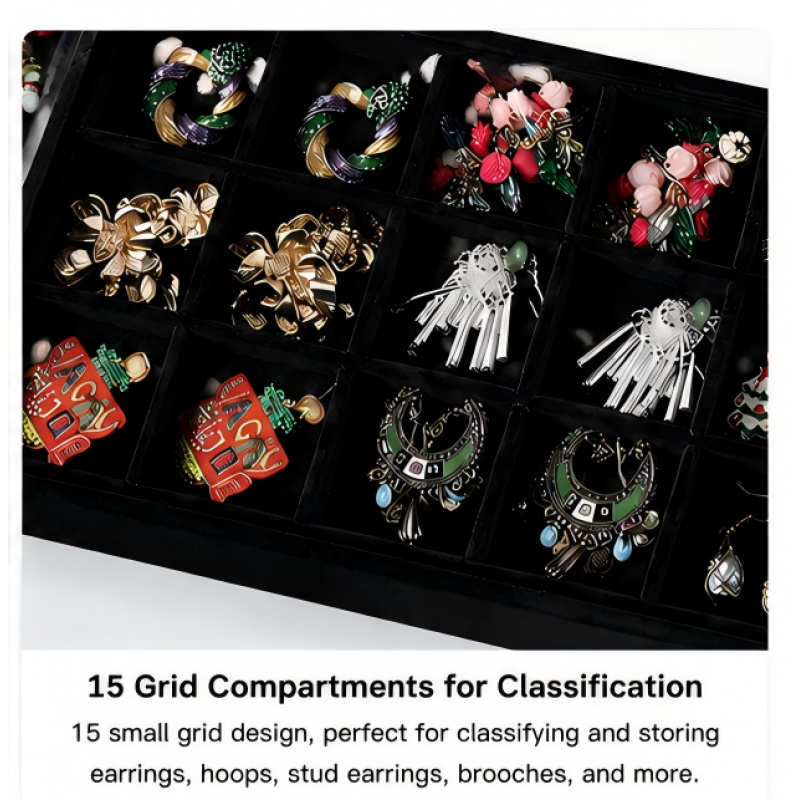 2pcs Stackable Jewelry Tray with Velvet Drawer