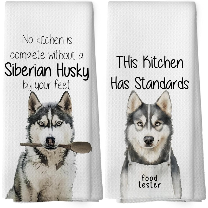E-shop 2er-Set 18*26 Zoll Küchentücher für Hunde - ein wundervolles Geschenk für Husky-Enthusiasten, mit einem humorvollen Design und Sprüchen für