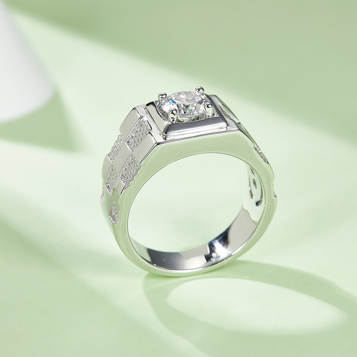 S925 Silver + Moissanite Wedding Ring, Engagement Ring for Men