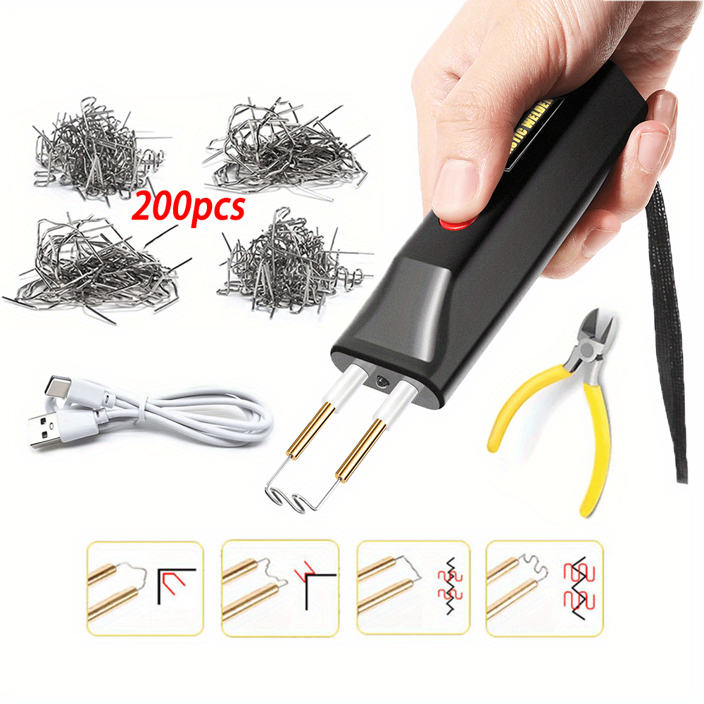 TEMU 100w Cordless Plastic Welder Kit - Includes 200pcs Hot & Repair Clamp, Portable Stapler Tool For Car Bumper, Kayak, Motorcycle & Plastic Fixing