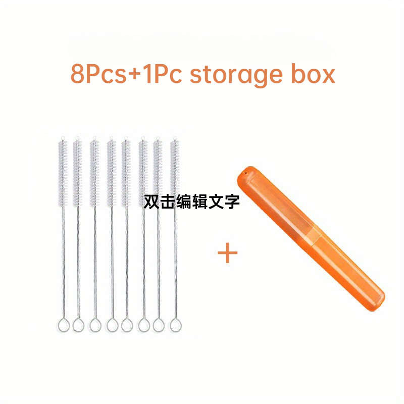 TEMU 8-pack Straw Brushes And 1 Storage Box, Extra Long Straw Cleaning Brush Set - Suitable For Large Cups, Straws, And Water Bottles, Easy To Carry