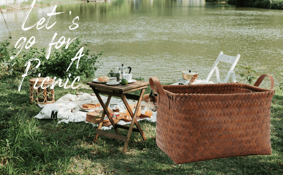 Four Season Large Rattan Woven Storage Basket Is Sturdy and Durable, Suitable for Shelves, Clothing Blanket Baskets, Woven Laundry Baskets, Organizing and Storing Decorative Wardrobe Storage Boxes, and Handle Storage Boxes, Ornament Storage