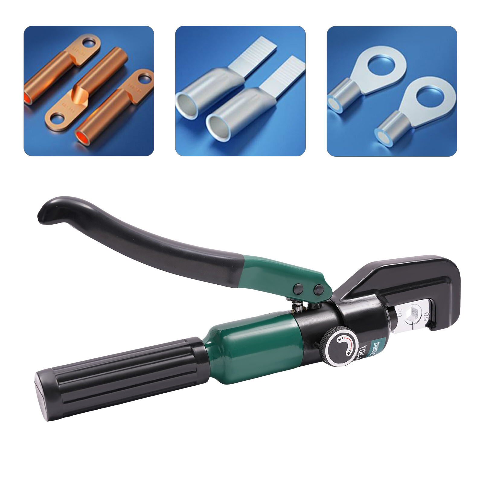 TEMU 1 Ensemble de Pince à Sertir Hydraulique Robuste avec 8 Matrices (4-70mm²) - 6 , pour Bornes en Cuivre/Aluminium, Kit de Sertissage de Câbles