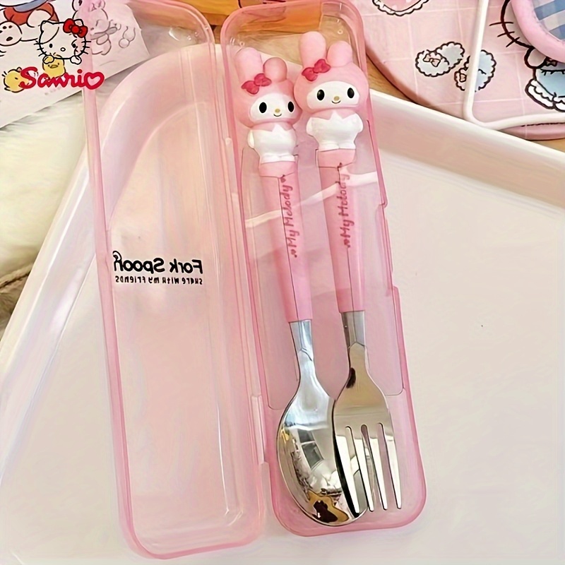           stainless steel cutlery set 2pcs flatware set polished surface cute cartoon spoon and fork set suitable for travel and home use Product details 5