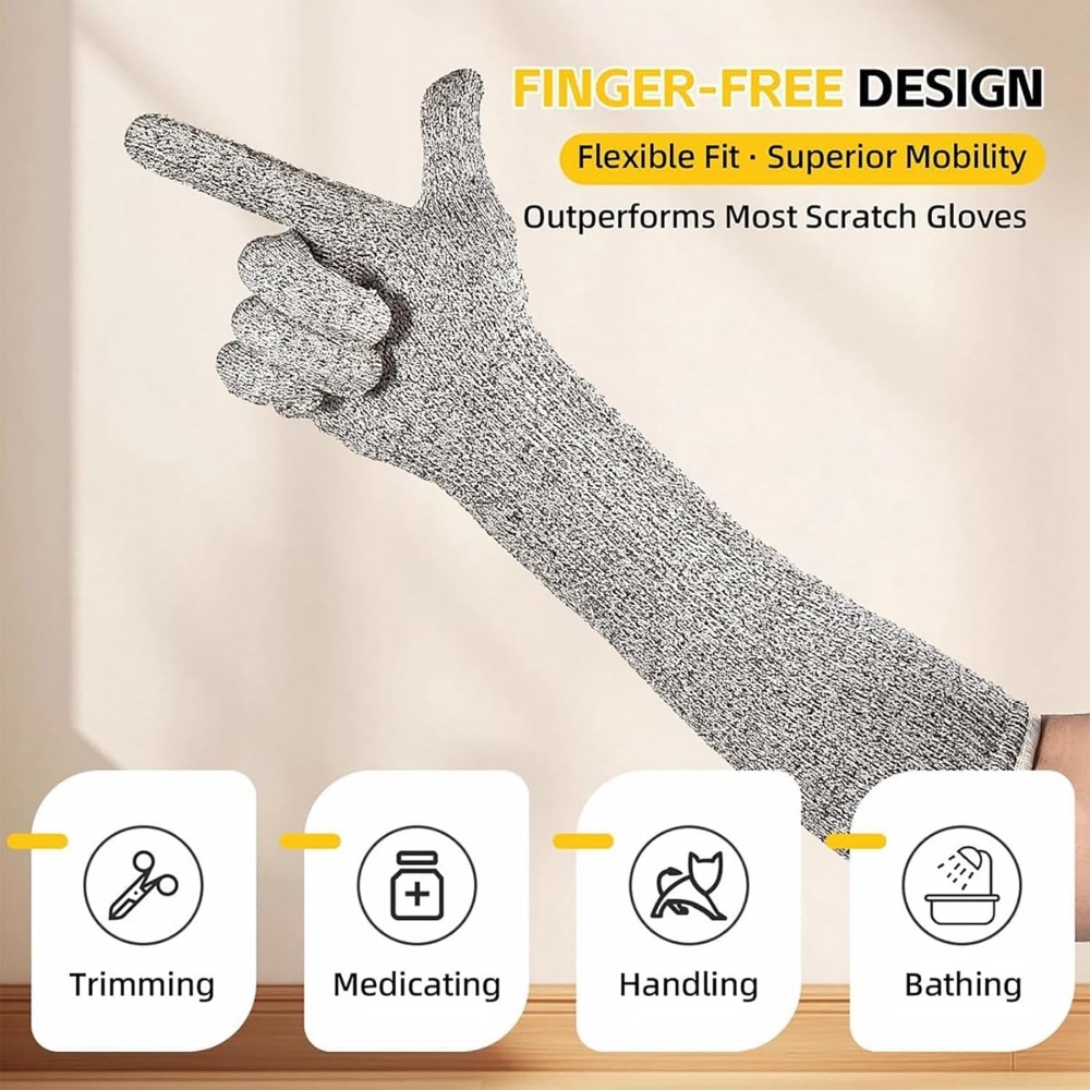 TEMU 1 Pair -inch Anti-scratch Arm Sleeves, Extra-long Pet Forearm Protection, Cat And Dog Grooming, Bathing And Care Anti-scratch Gloves