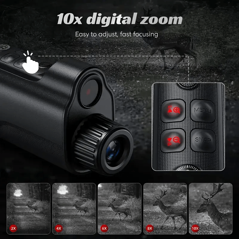 10 zoom with infrared technology compass compact monocular night vision device usb rechargeable 18650 lithium battery powered lightweight portable for hunting fishing camping hiking birdwatching star gazing ideal for low light no light night vision scopes for hunting with head strap camping equipment fishing accessories precision engineering rechargeable device Product details 7