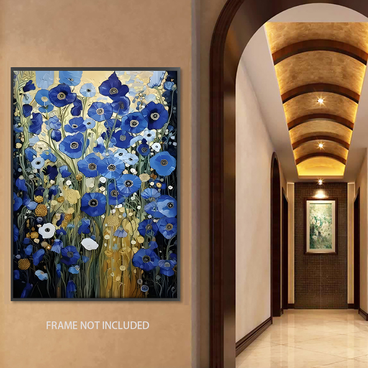 1pc ・クリムト ブルーフラワー キャンバスアートプリント フレーム