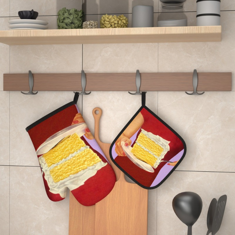 2pcs 26.92*17.02 cm heat resistant oven mitts and potholders afternoon tea dessert cake oven mitts and pot holders suitable for kitchen decoration, cooking, grilling, baking and great holiday gift br details 2