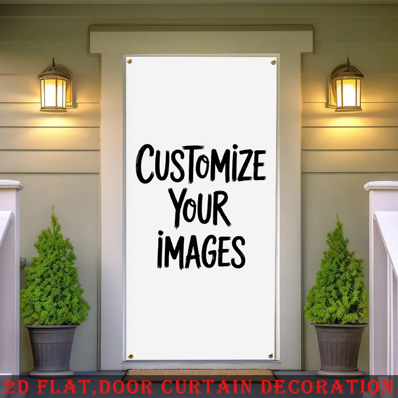 TEMU 2d Flat, 2d Door Banner, 1pc Personalized Photo/text Door Curtain Banner - Custom Photo & Text Suitable For Birthdays, Weddings, Corporate