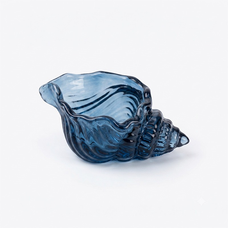 TEMU Porte-bougie en verre océanique minimaliste nordique, ornement créatif de , lumière soufflée à et , décoration de fête atmosphérique, veilleuse