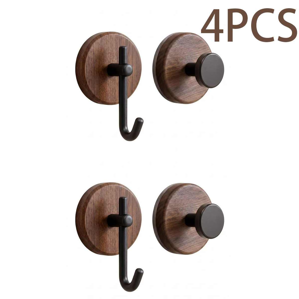 TEMU 4pcs Heavy Duty No Drill Adhesive Wall Hooks, Decor Hanging Hooks For Front Door Wreath, Towel, Hat And Keys, Waterproof Sticky Hangers, Ideal