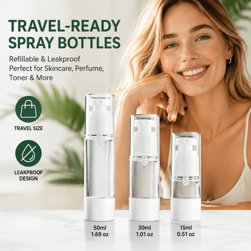 TEMU 3pcs Pack Press Vacuum Spray Bottle - Straw-free Leakproof Refillable Travel-sized Empty Bottles With Vacuum Seal, Reusable Suitable For