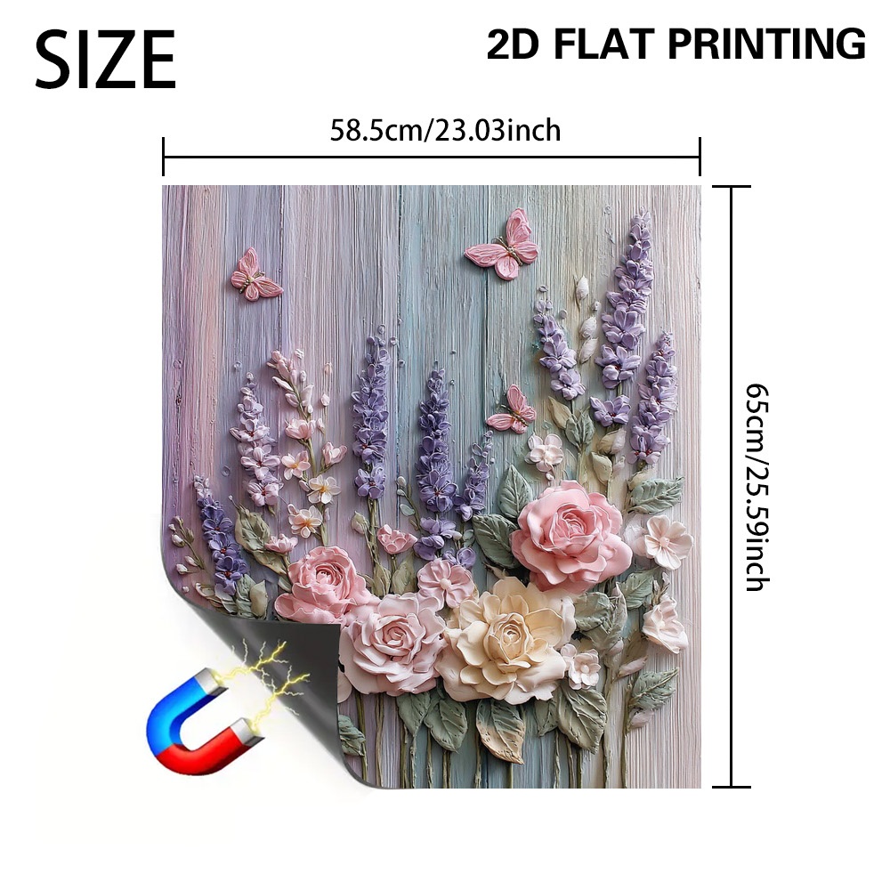 2d flat 1pcpastel flowers and butterflies magnetic dishwasher door wrap for dishwasher laundry room appliances multi scene     makeover accessory 2d flat