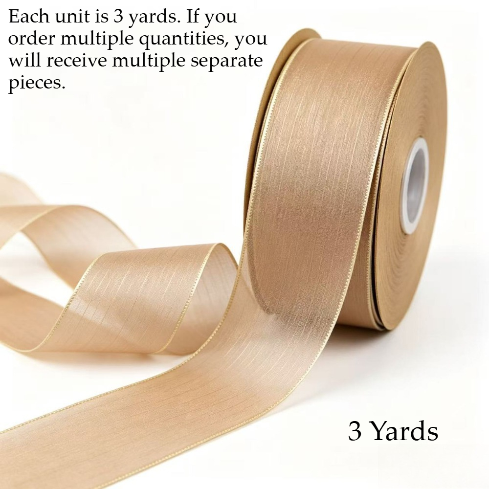 TEMU 3 Yards de Ruban Voilage Doré avec Bordure Dorée, Ruban en Organza Doré Champagne Élégant pour Panier Cadeau, , Attache de Rideau et Décoration