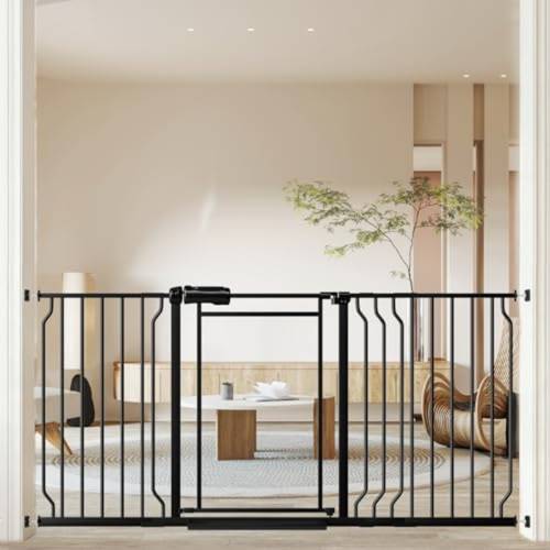 clear acrylic dog gate 57 4 65 7 extra wide pressure mounted gate for indoor transparent pet safety gates for stairs doorways kitchen black