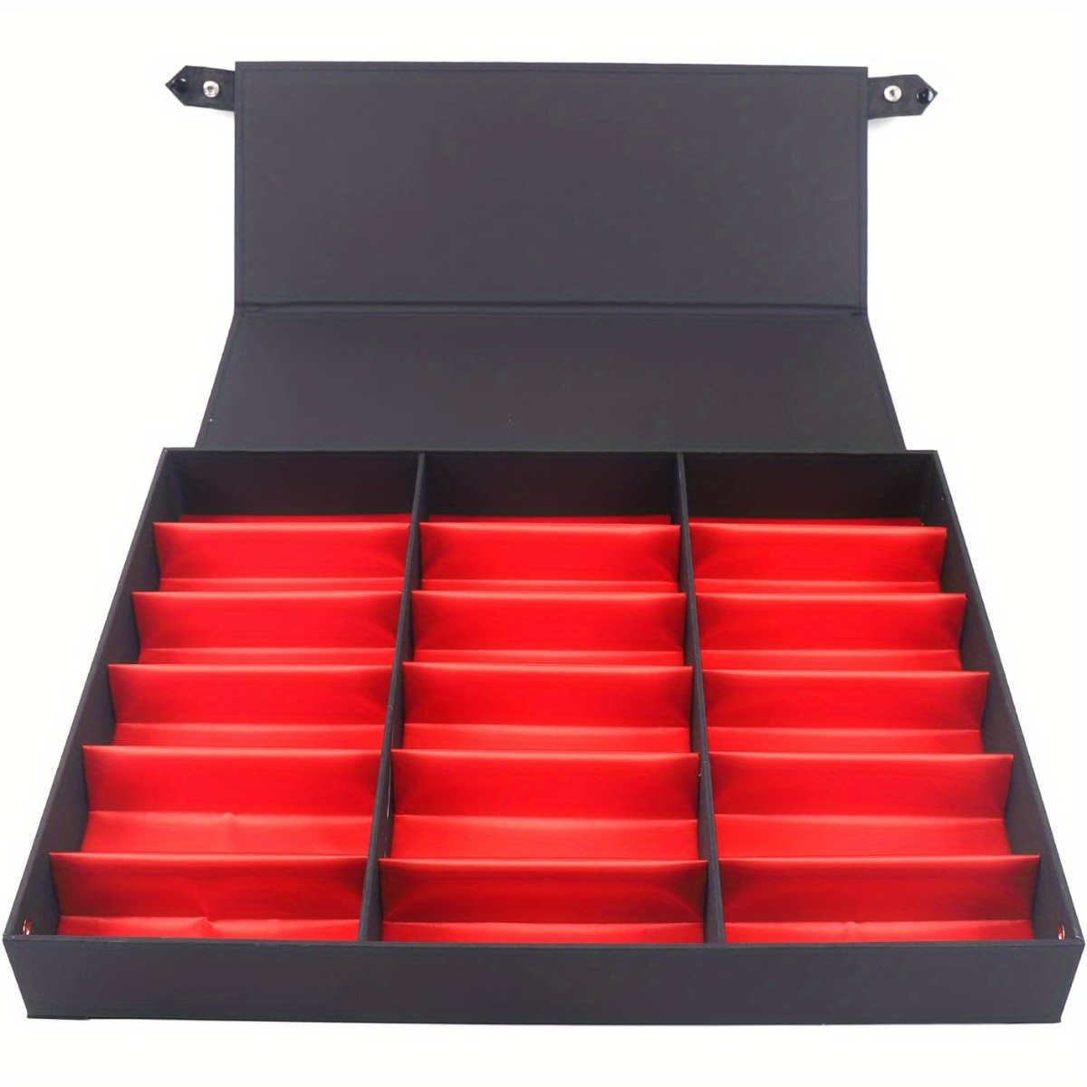 18-slot Display Case Holder Organizer Eyewear Display Storage Case Tray Jewelry Watches Organizer Box With Stand Function (black And Red)