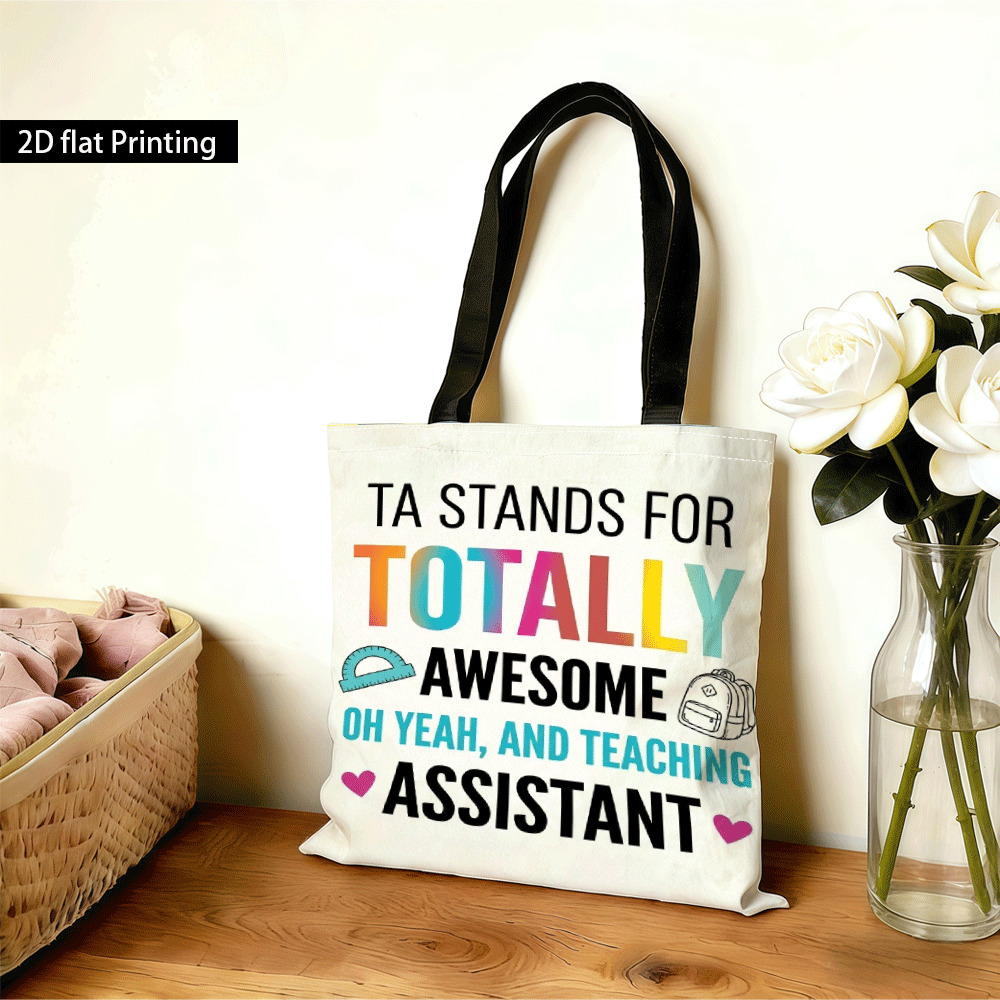TEMU Ta Superb Assistant 2d Art Tote Bag - Durable Fixed Shoulder Strap, Open , Women's Fashion And Daily Shopping Print, Portable , Birthday Gift