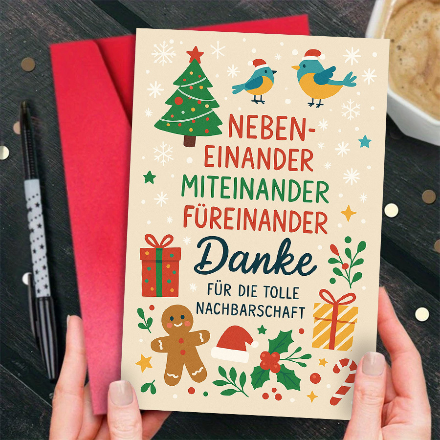 A Single Holiday Thank You Card Designed For Expressing Appreciation To Neighbors During Christmas, Ideal For Conveying Gratitude And Spreading Festive Joy Through Gift