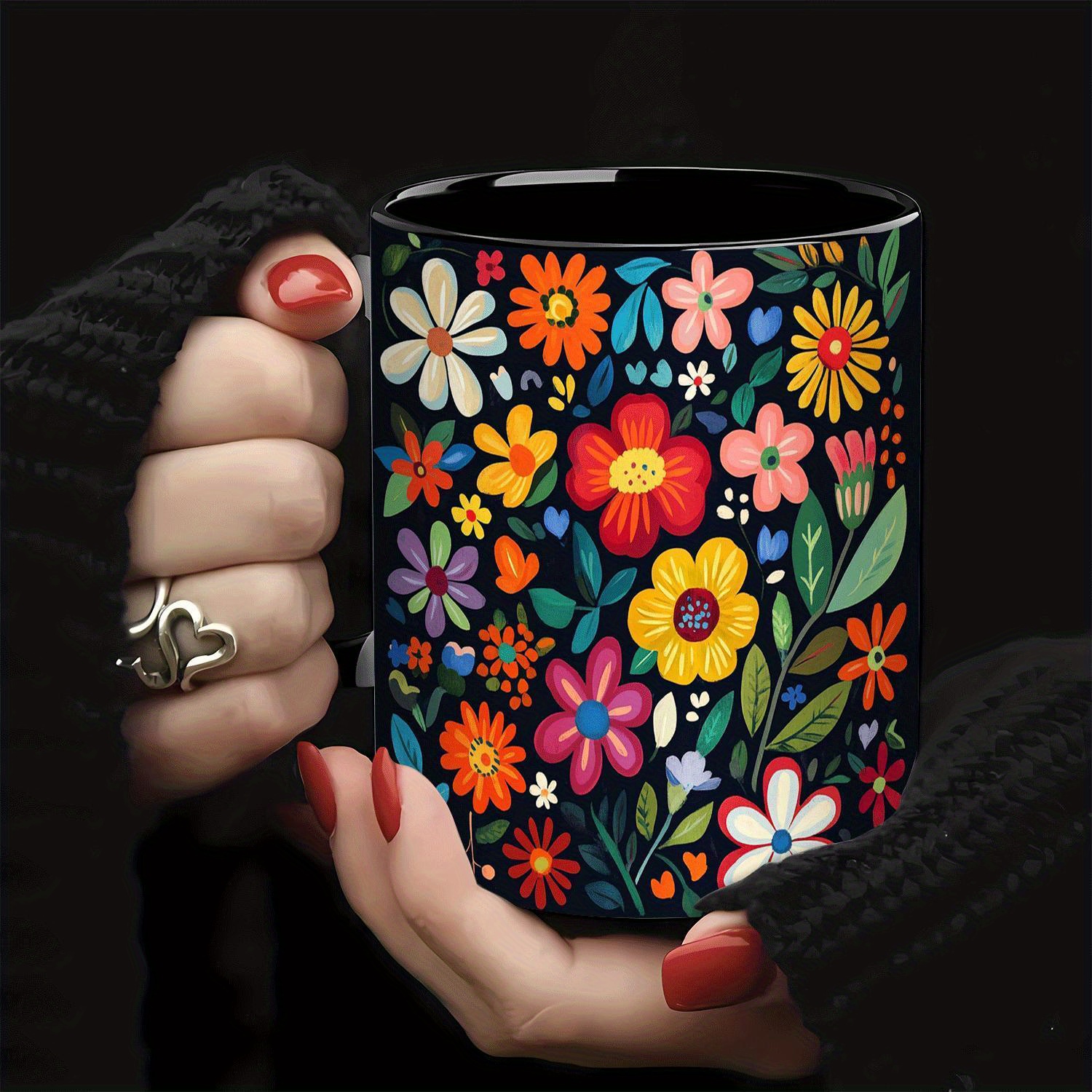 1pc 11-Ounce Ceramic Mug with Double-Sided Vibrant Floral Print - Durable  Coffee Tea Cup for Home, Office, Holidays & Birthdays - Perfect Gift for  New Year, Easter, Valentine's Day, Coffee Cup, ...