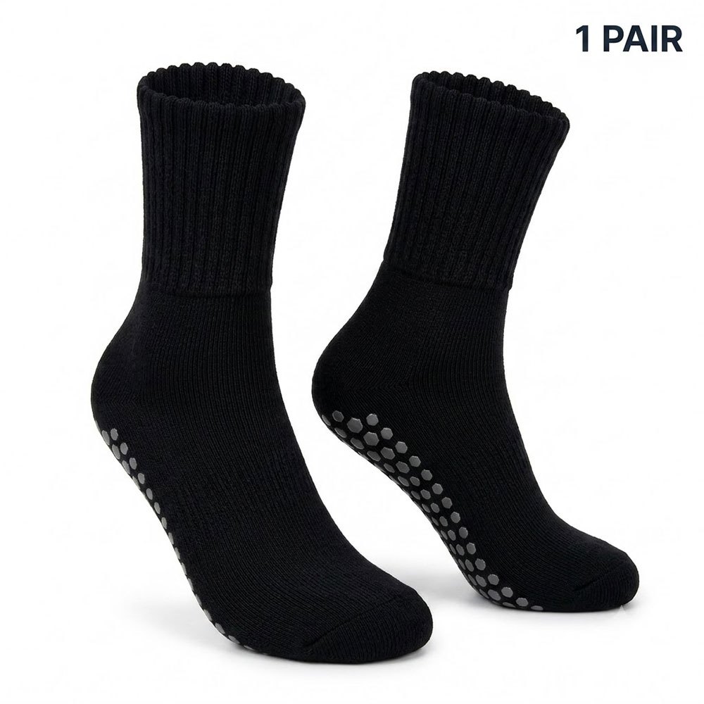 TEMU 1 Pair Thick Warm Socks Suitable For Men And Women, Casual Solid Mid-tube Floor Socks, Bottom With Anti-slip Adhesive Looped Thick Socks, Warm