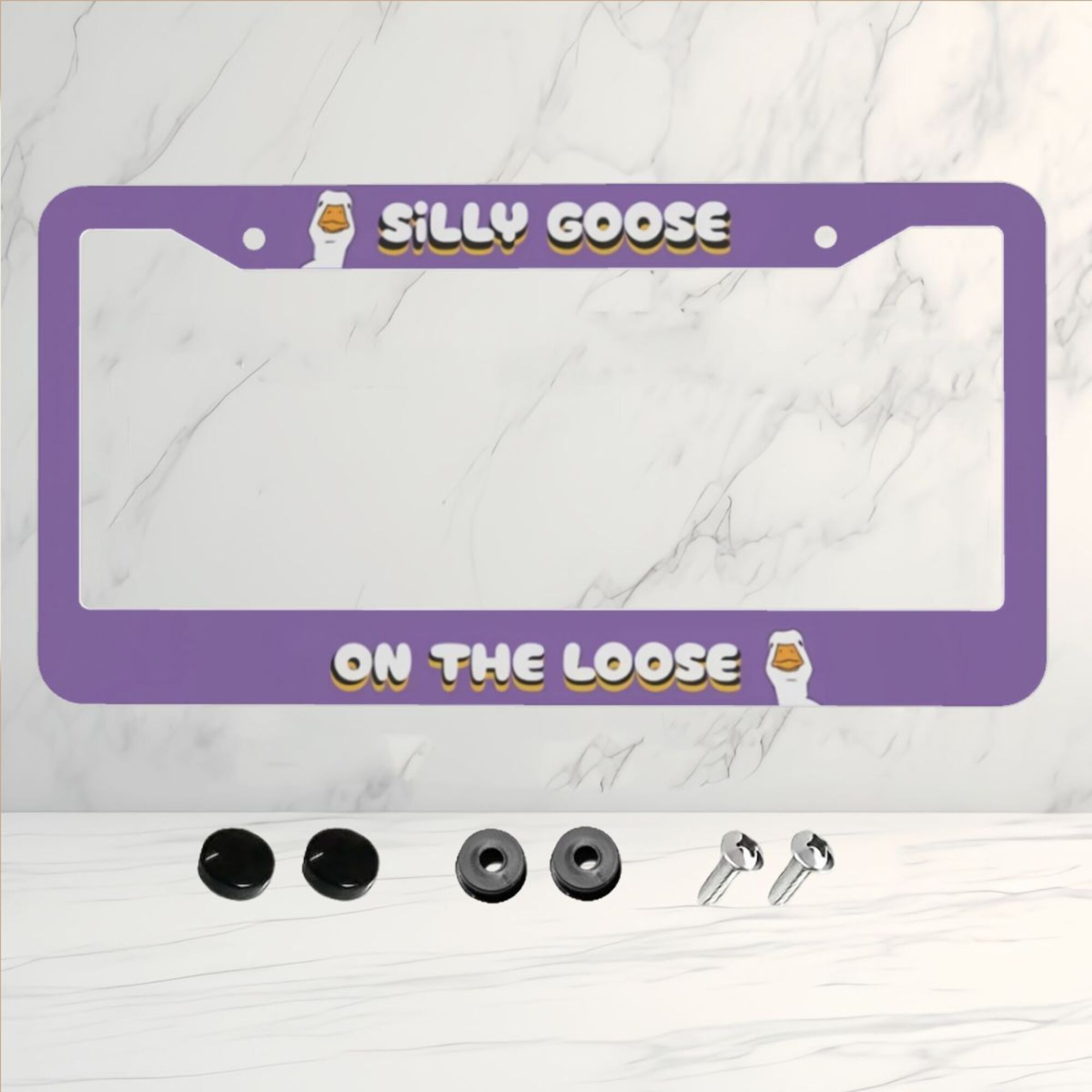 

1pc Silly Goose Universal Aluminum License Plate Frame, Purple Decorative Car Plate Holder, Cute Personalized Vehicle Accessory .s. - Your Style