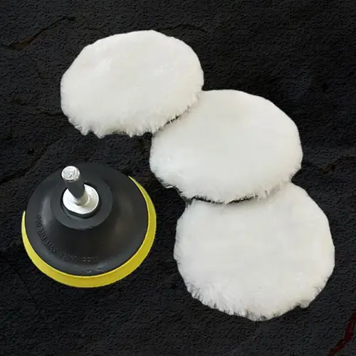 polishing pads for drill 16pcs 3 inch car buffer polisher kit with wool polishing buffing pad backing pad 10 drill adapter for car furniture polishing waxing