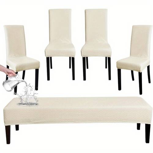 dining chair covers and bench covers set waterproof beige jacquard washable parsons chair