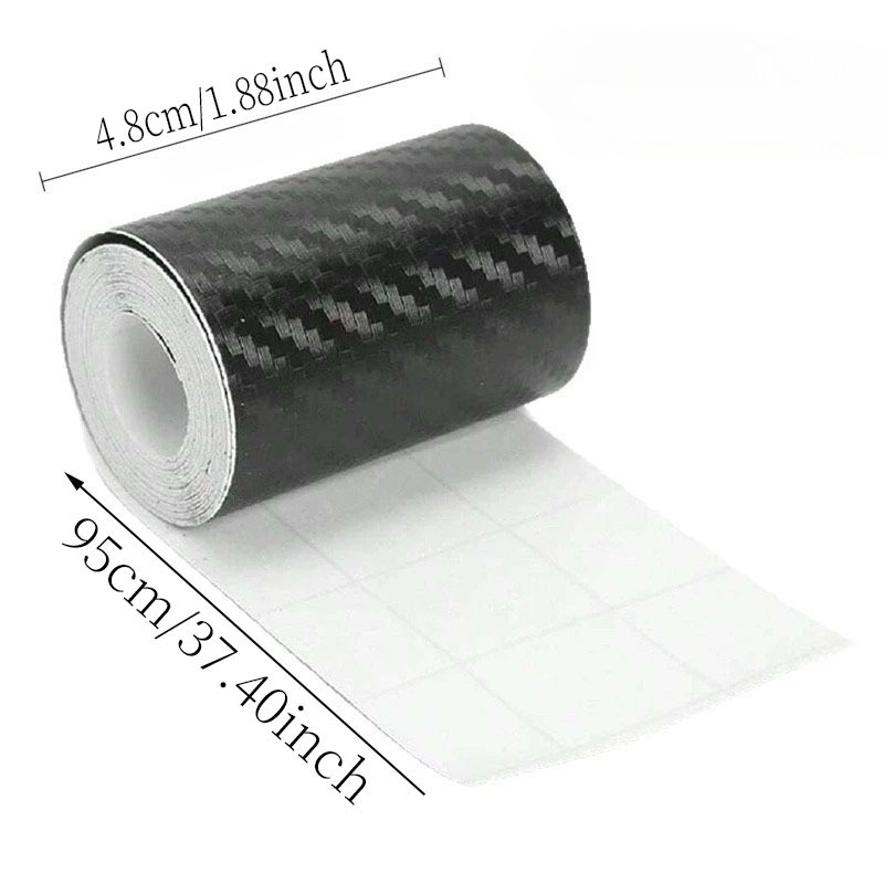 TEMU Set de stickers de fibra de carbono de 95.0Cm, stickers decorativos negros para parachoques y puertas de coche, película autoadhesiva, para