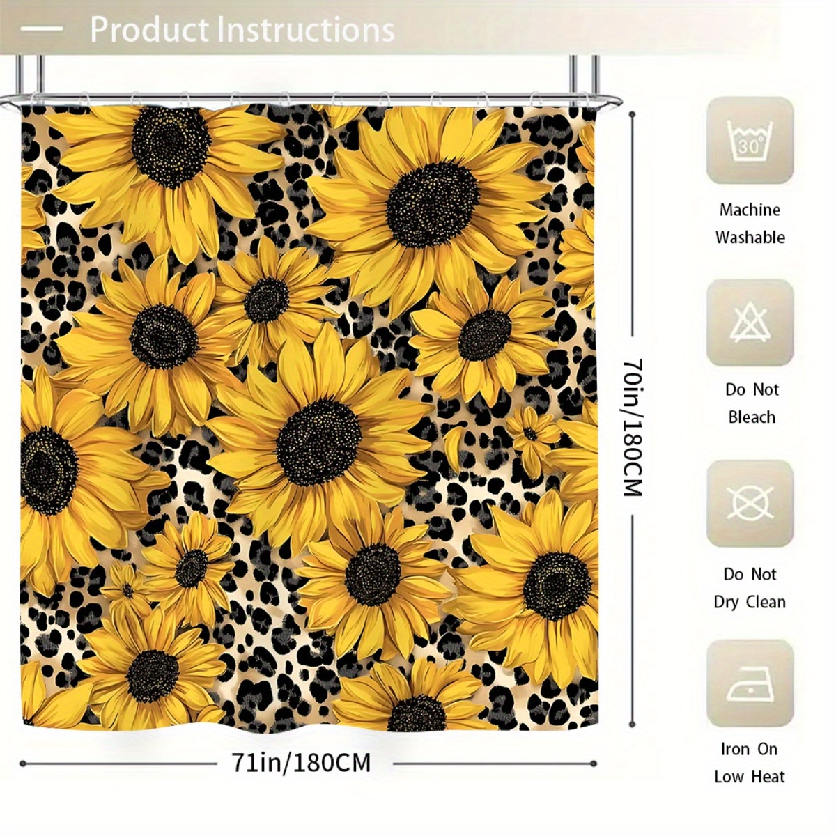 Sunflower Bathroom Set with Shower Curtain and Non-Slip Mats