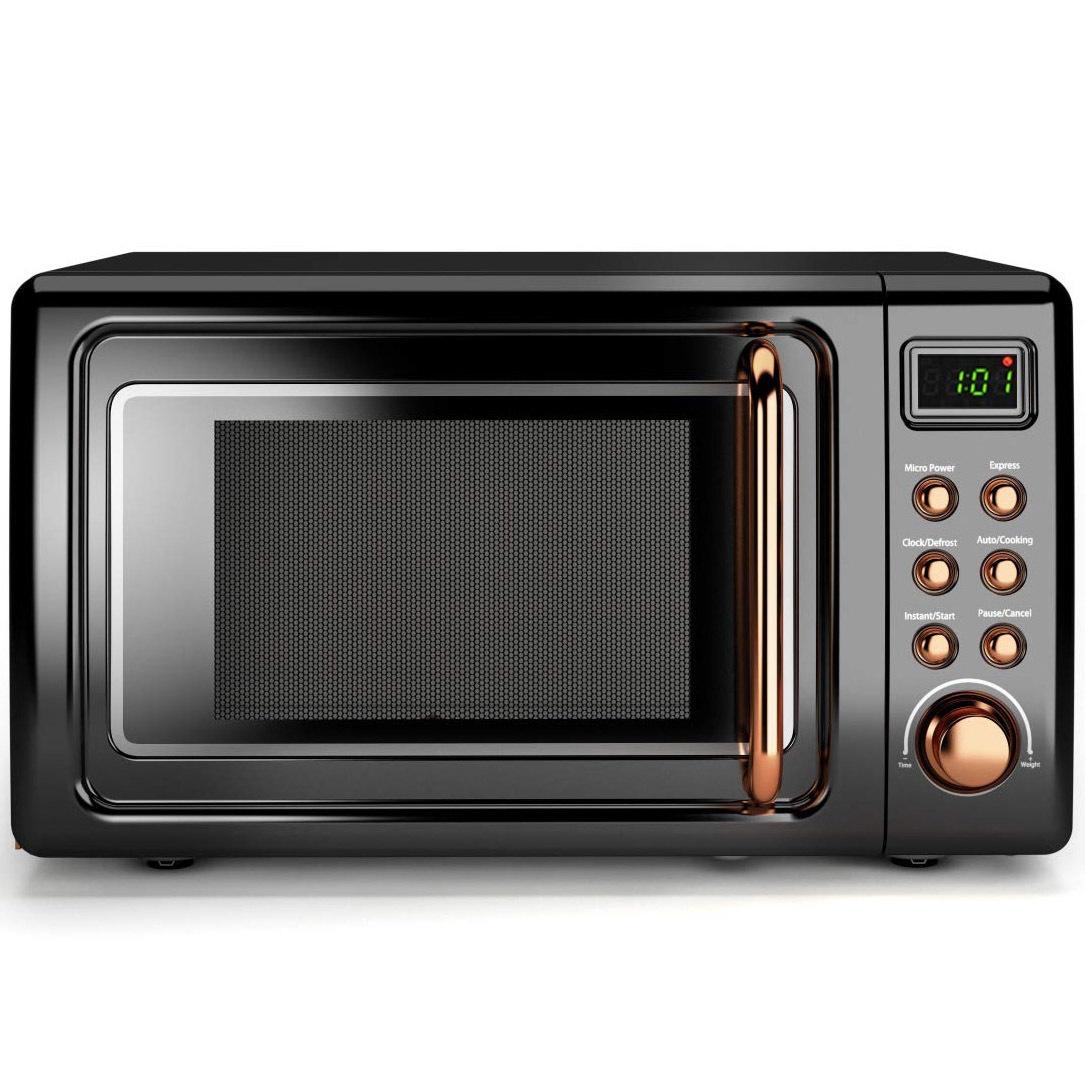 

Goplus Retro Rose Golden Compact Microwave Oven, 700w, 0.7 Cu.ft Capacity, 5 Power Levels, & Auto Cooking, Start, Led Display, Lock - Apartments, , Dorms, Black+rose Golden