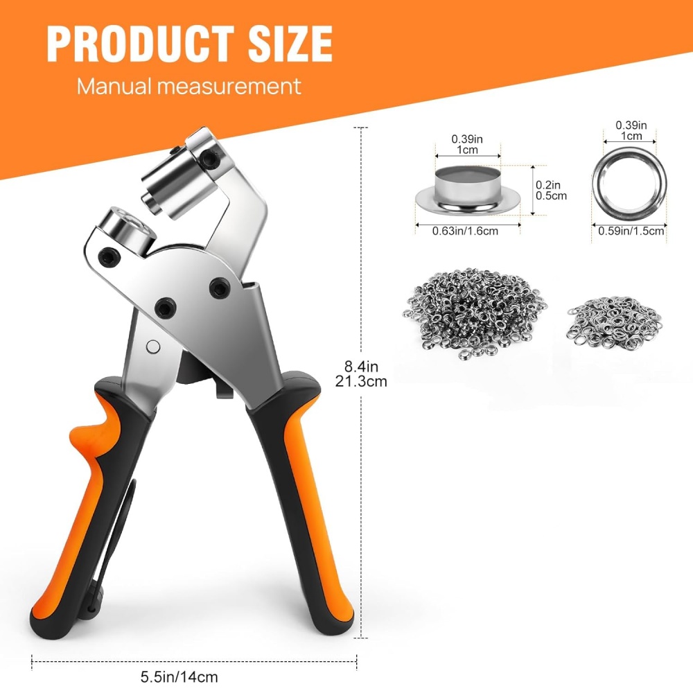 Grommet Tool Kit - 3/8 Inch Eyelet Tool Kit, Heavy Duty Manual Grommet Press Machine With 100pcs Metal Grommets For Fabric, Tarps, Banners, Curtains
