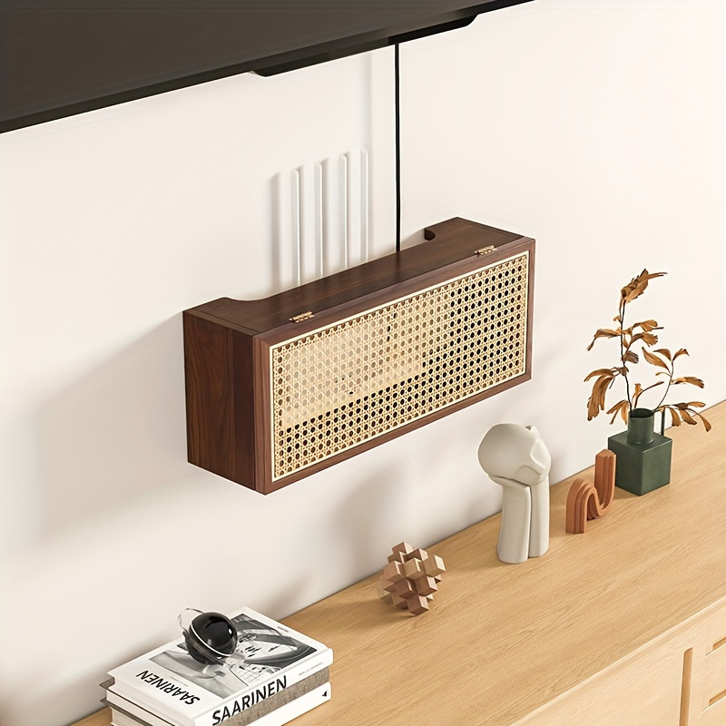 Wooden Wi-Fi Router Storage Box – Wall-Mounted Modem Hider With Cable Management, Natural Finish