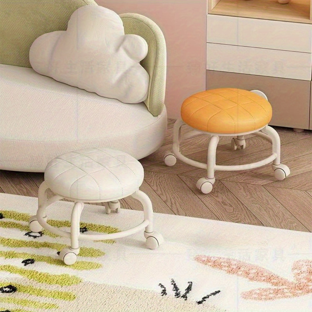 1pc small stools with wheels low stools round stools household mobile swivel stools shoe stools multifunctional beauty sewing   repair and shoe changing stools with a   weight not exceeding 70   Product details 4