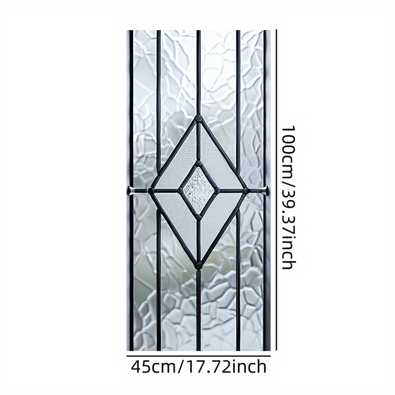 TEMU 1pc Modern Geometric Patterned Window Film, 2d Flat Pvc Static Cling Privacy Glass Sticker, 17.71x39.37 Inches, Decorative Frosted Covering For