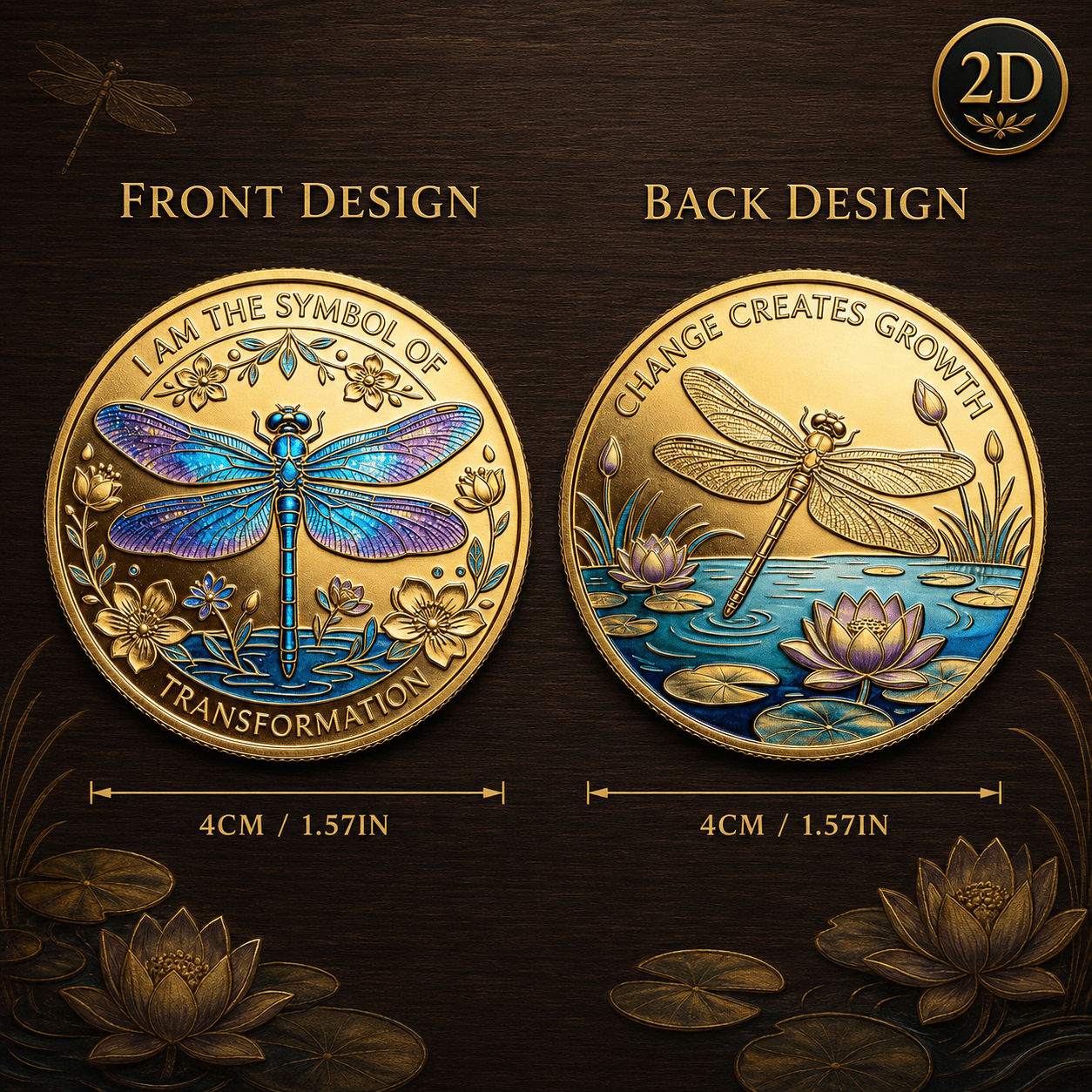 TEMU Replica Coin 1pc Dragonfly & For Lotus Coin - Growth & Transformation Themed Collectible Suitable For Home/office Decor, Inspirational Gift With