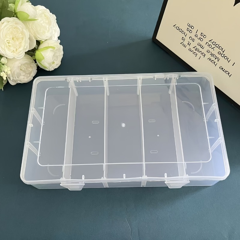 TEMU Transparent Plastic Storage Box - Stackable Multi-compartment Desktop Tray, Suitable For Storing Pens, Pencils, Markers, And Other Office