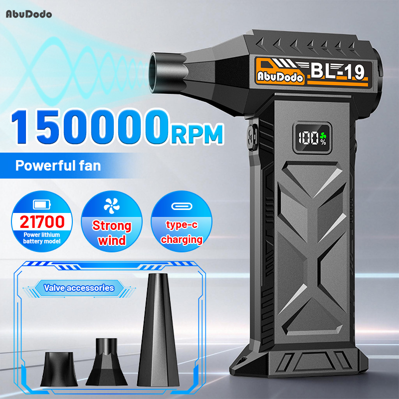 TEMU Abudodo Portable Turbine Jet Fan & Blower Suitable For Car , Blow Dryer With Rechargeable Battery, Brushless Motor, Wet/dry Use, Air Blower For