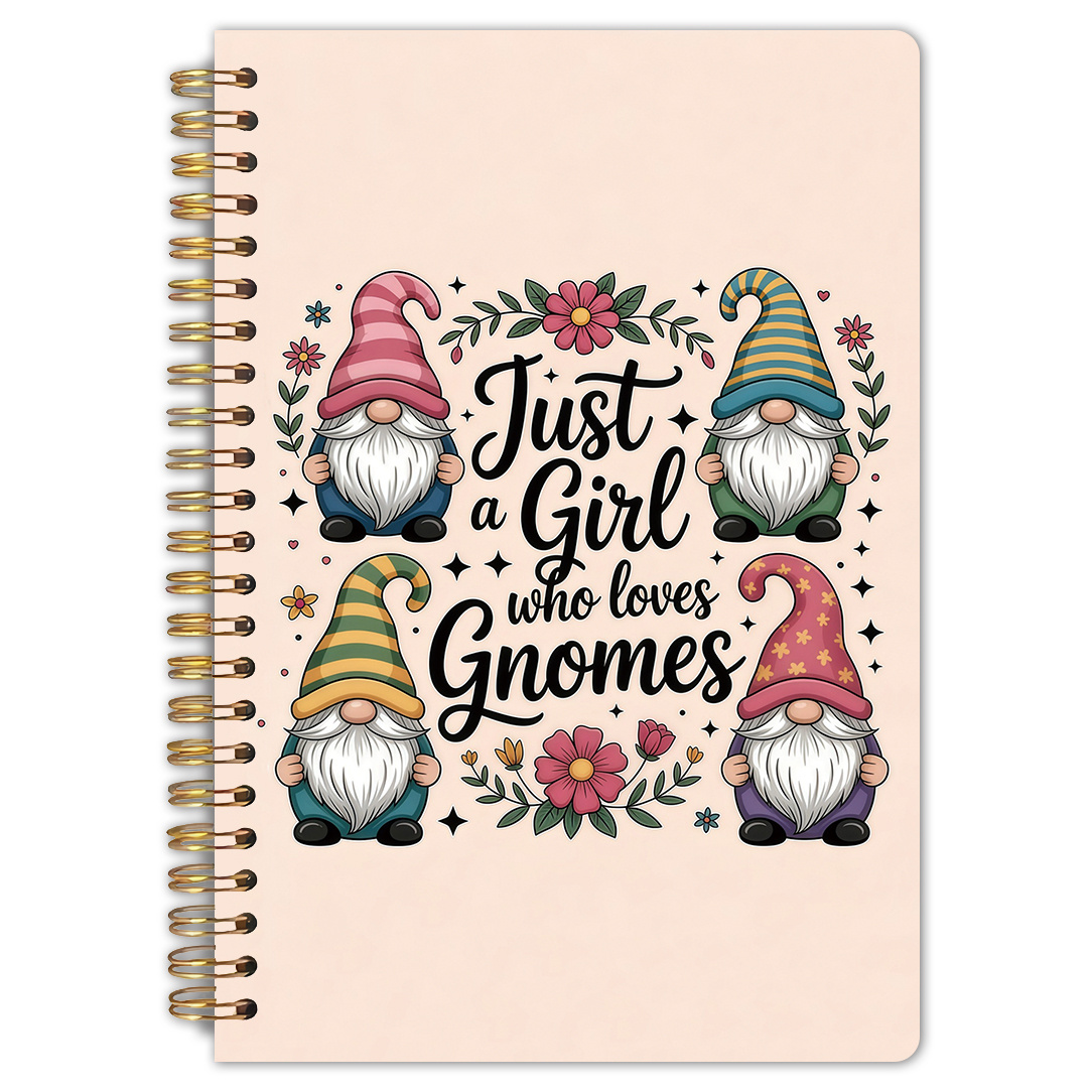 TEMU 1pc Gnome - Whimsical Notebook, 5.5x8.3 Inches, High Quality Lined Inner Pages, Floral Gnome Illustration Art, Gift For Gnome Fans &