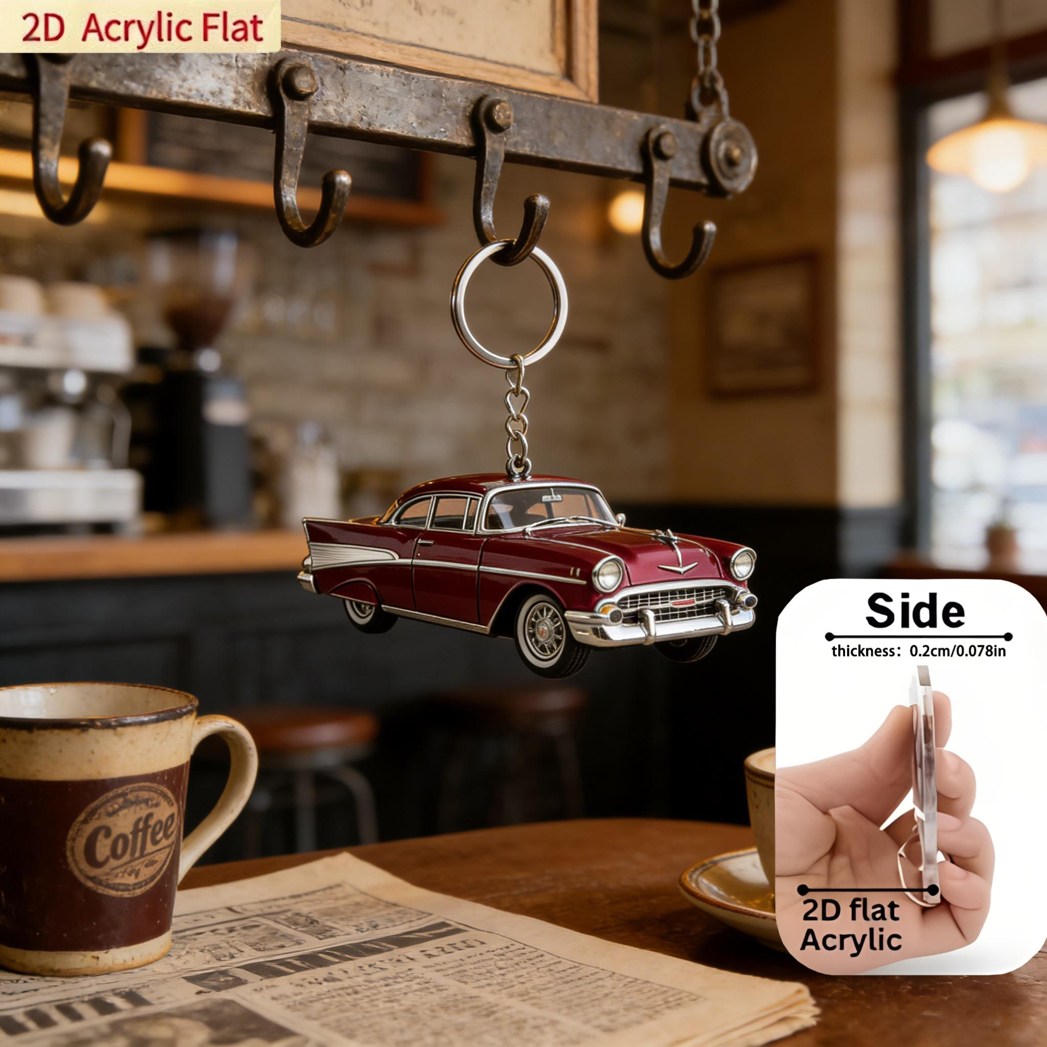 Classic Car Pattern Keychain