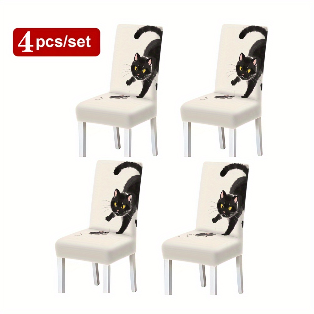 TEMU Stretch Chair Cushion Cute Cartoon Print Elastic Chair Cover Elegant Suitable For Decor Living Room, Hotel And Kitchen Decoration Removable And