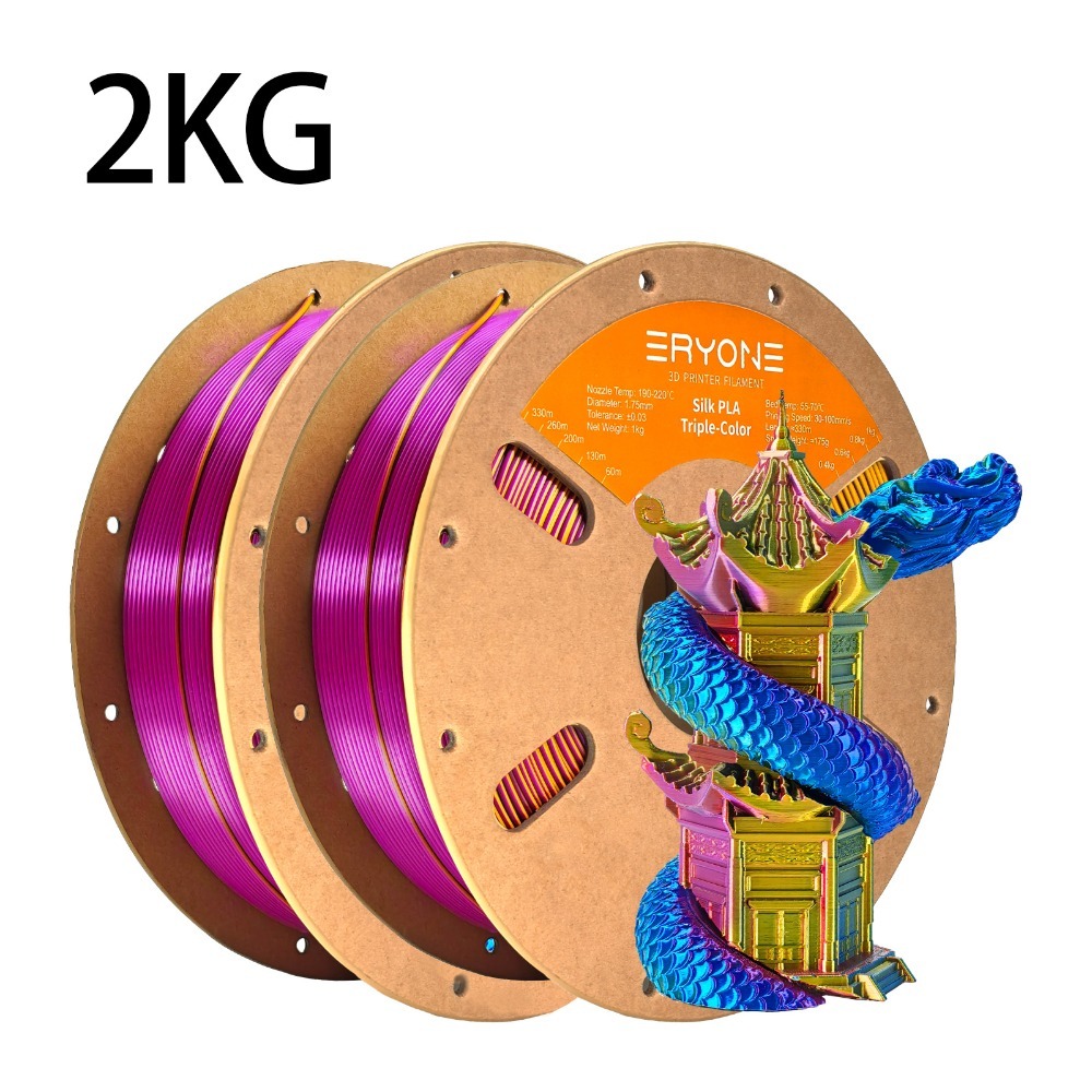 2 Rolls Eryone Pla Tri-color 3d Printer Filament Suitable For 3d Printer, Tri-color Compatible For Fdm/fff, 1.75mm Wide Nozzle, Easy & Transition, For Hobbyists, Schools, Small Businesses