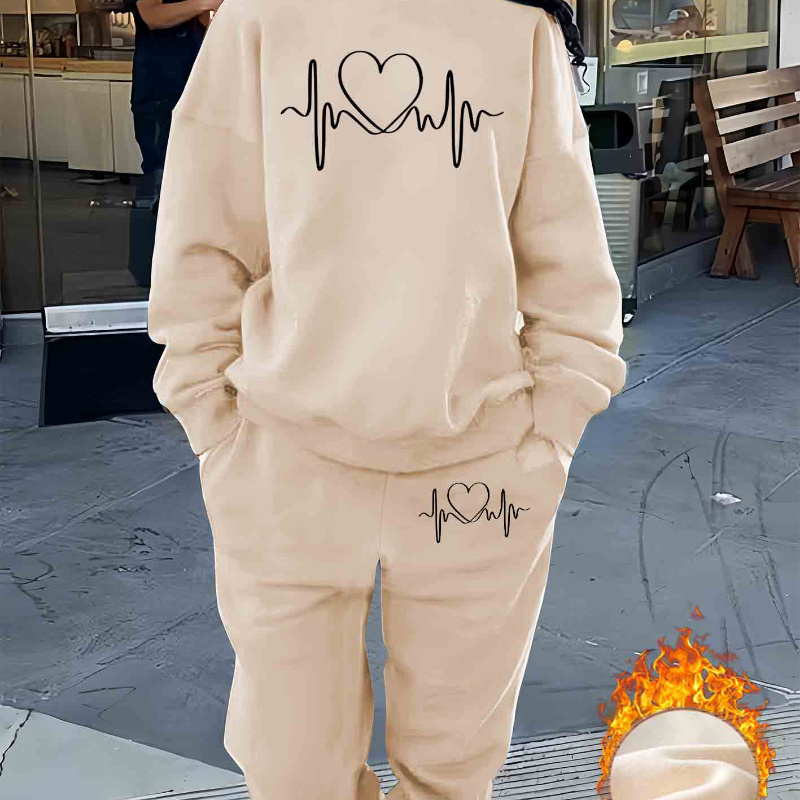 

2 Piece Set, Crew Neck Sweatshirt & Pants, Women's Clothing