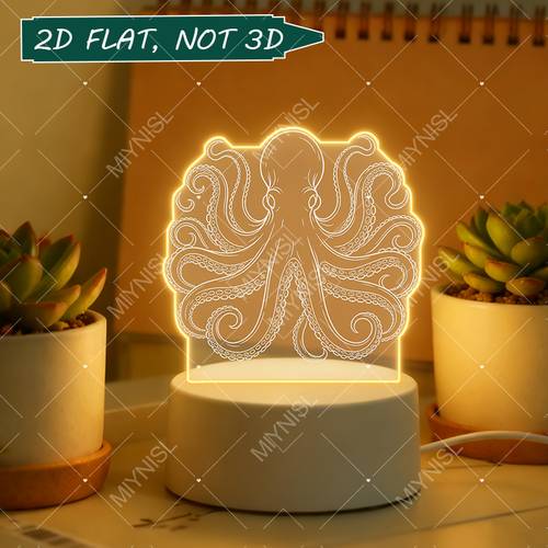 2d flat 1pc acrylic table lamp desk lamp usb night light ocean octopus pattern acrylic table lamp yxd06357 is a beautifully designed tha for home bedrooms office cafes parties and dormitories indoor light usb powered